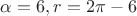 $\alpha = 6, r = 2\pi - 6$