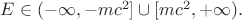 $E\in(-\infty,-mc^2]\cup[mc^2,+\infty).$