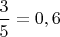$\dfrac{3}{5}=0,6$