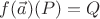 $f(\vec a)(P) = Q$