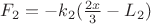 $F_2=-k_2(\frac{2x}{3}-L_2)$