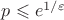 $p\leqslant e^{1/\varepsilon}$