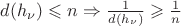 $d(h_\nu) \leqslant n \Rightarrow \frac{1}{d(h_\nu)} \geqslant \frac{1}{n}$