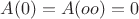 $A(0)= A(oo) =0  $