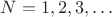 $N = 1, 2, 3,&hellip;$