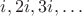 $i,2i,3i,\ldots$