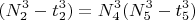 $$( N_2^3-t_2^3 )=N_4^3( N_5^3-t_5^3)$$