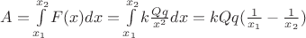 $ A = \int\limits_{x_1}^{x_2} F(x)dx = \int\limits_{x_1}^{x_2} k\frac{Qq_пр}{x^2}dx = kQq(\frac{1}{x_1} - \frac{1}{x_2})$