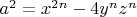 $a^2=x^{2n}- 4 y^n z^n$