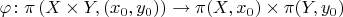 $\varphi\colon \pi \left(X\times Y, (x_0,y_0)\right) \to\pi(X, x_0)\times\pi(Y, y_0)$