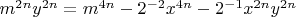 $m^{2n}y^{2n}=m^{4n}-2^{-2}x^{4n}-2^{-1}x^{2n}y^{2n}$