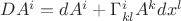 $DA^i=dA^i+\Gamma^i_{kl}A^kdx^l$