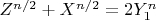 $Z^{n/2}+X^{n/2}=2Y_1^n$