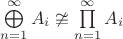 $\bigoplus\limits_{n=1}^{\infty}A_i \ncong \prod\limits_{n=1}^{\infty}A_i$
