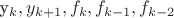y_k, y_{k+1}, f_k, f_{k-1}, f_{k-2}