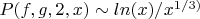 $P(f,g,2,x)\sim ln(x)/x^{1/3)$