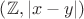$\left(\mathbb{Z}, \left\lvert x-y \right\rvert \right)$