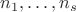 $n_1,\dots,n_s$