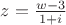 $z=\frac{w-3}{1+i}$