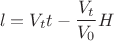 $$\[l = {V_t}t - \frac{{{V_t}}}{{{V_0}}}H\]$$