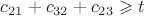 $c_{21}+c_{32}+c_{23} \geqslant t$