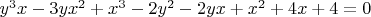 $y^3x-3yx^2+x^3-2y^2-2yx+x^2+4x+4=0$