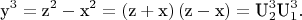 $${{\text{y}}^3} = {{\text{z}}^2} - {{\text{x}}^2} = \left( {{\text{z}} + {\text{x}}} \right)\left( {{\text{z}} - {\text{x}}} \right) = {\text{U}}_2^3{\text{U}}_1^3.$$