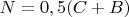 $N=0,5(C+B)$