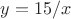 $y=15/x$
