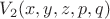 $V_2(x, y, z, p, q)$
