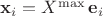 $ \bold{x}_i = X^{\max}\,\bold{e}_i $