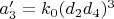 $a'_3=k_0 (d_2 d_4)^3$