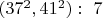 $(37^2,41^2):\ 7$