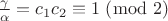$\frac{\gamma}{\alpha} = c_1 c_2 \equiv 1 \;(\bmod\;2)$