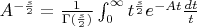 $A^{-\frac{s}{2}} = \frac{1}{\Gamma(\frac{s}{2})} \int_0^\infty t^{\frac{s}{2}} e^{-At} \frac{dt}{t}$