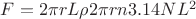 $F=2 \pi r L \rho 2 \pi r n 3.14NL^2$