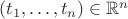 $(t_1,\ldots,t_n) \in \mathbb{R}^n$