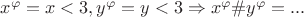 $x^\varphi = x<3, y^\varphi = y<3\Rightarrow x^\varphi \# y^\varphi = ...$