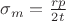 $\sigma_m=\frac{rp}{2t}$