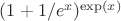 $(1+1/e^x)^\exp(x)$