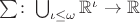 $\sum\colon\bigcup_{\iota \leq \omega} \mathbb{R}^{\iota}\to\mathbb{R}$