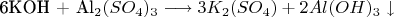 $\mbox{6KOH + Al_2(SO_4)_3} \longrightarrow 3K_2(SO_4)+2Al_{}(OH)_3\downarrow$