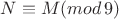 $N\equiv M(mod\,9)$