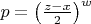 $p=\left(\frac{z-x}{2}\right)^w$