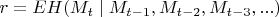 $r = EH(M_{t}\mid M_{t-1},M_{t-2},M_{t-3},...)$