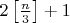 $2\left[\frac{n}3\right]+1$