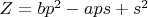 $Z=bp^2-aps+s^2$