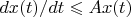 $dx(t)/dt \leqslant A x(t)$