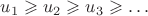 $u_1 \geqslant u_2 \geqslant u_3 \geqslant \dots$