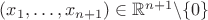 $(x_1,\ldots,x_{n+1})\in\mathbb{R}^{n+1}\backslash\{0\}$